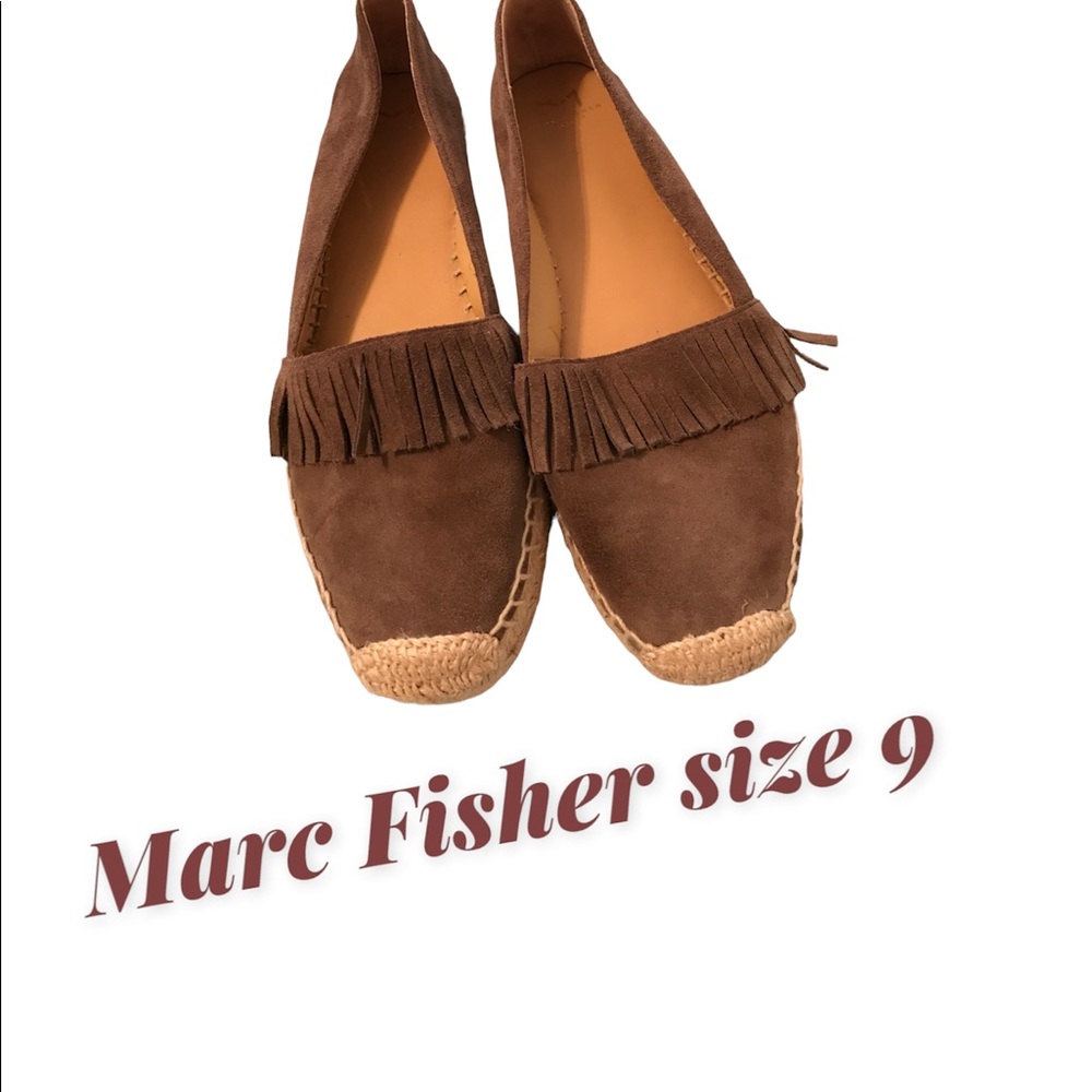 NWOT Marc Fisher espadrille moccasins size 9 women’s brown suede